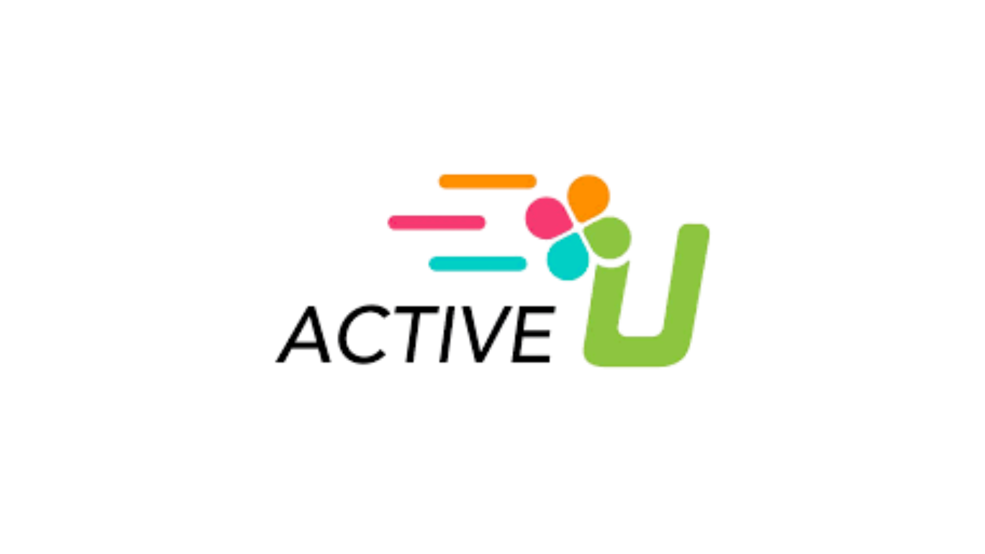 Logo of "ACTIVE U" featuring colourful motion lines and a vibrant flower design.