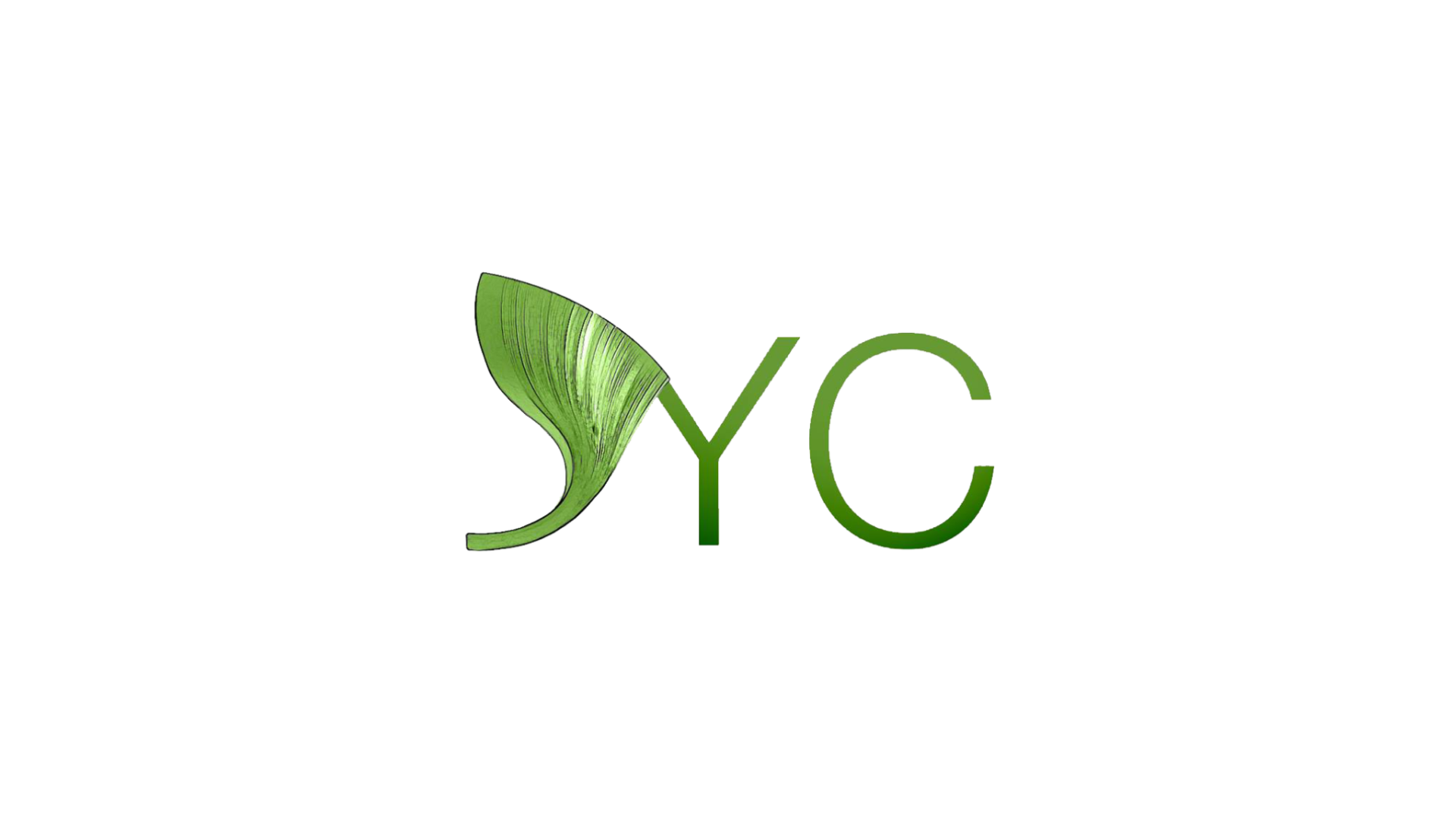 "YC" in green, with a leaf wrapping around the "Y."