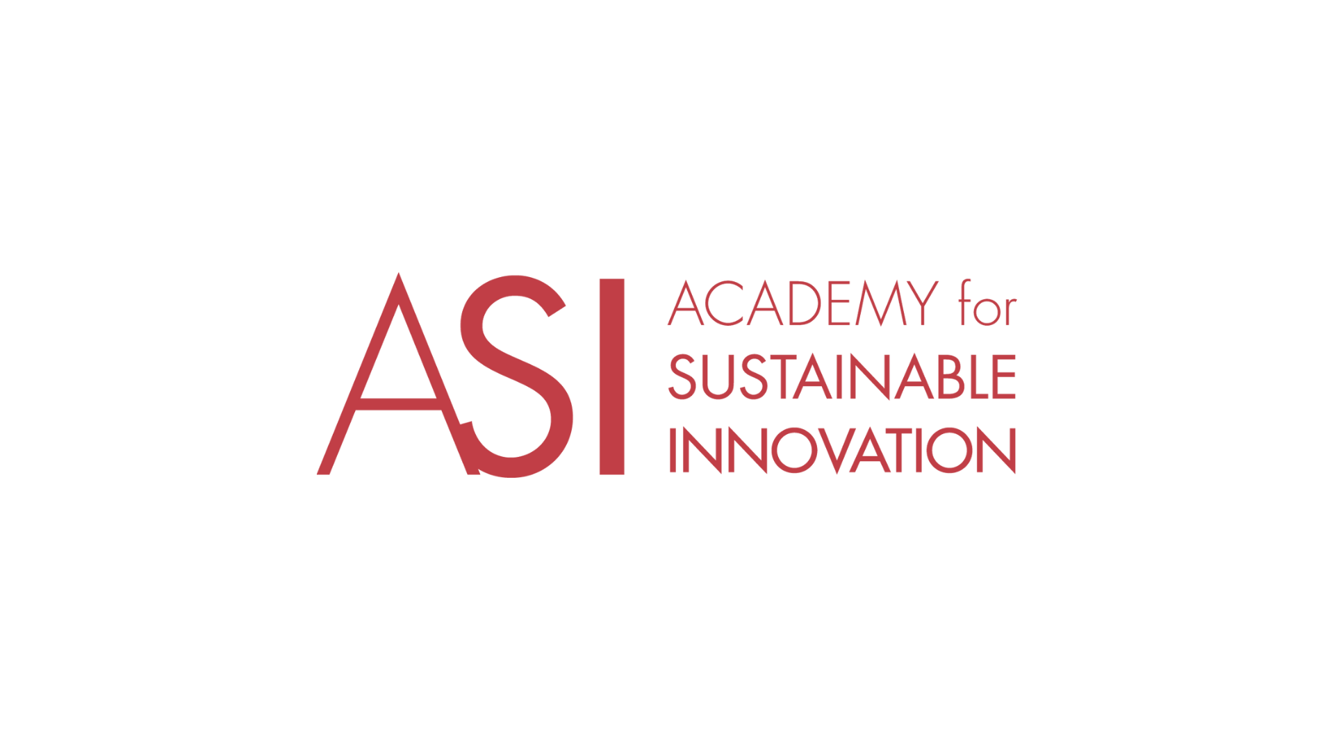 "Academy for Sustainable Innovation" in red capitals, with "ASI" larger on the left.