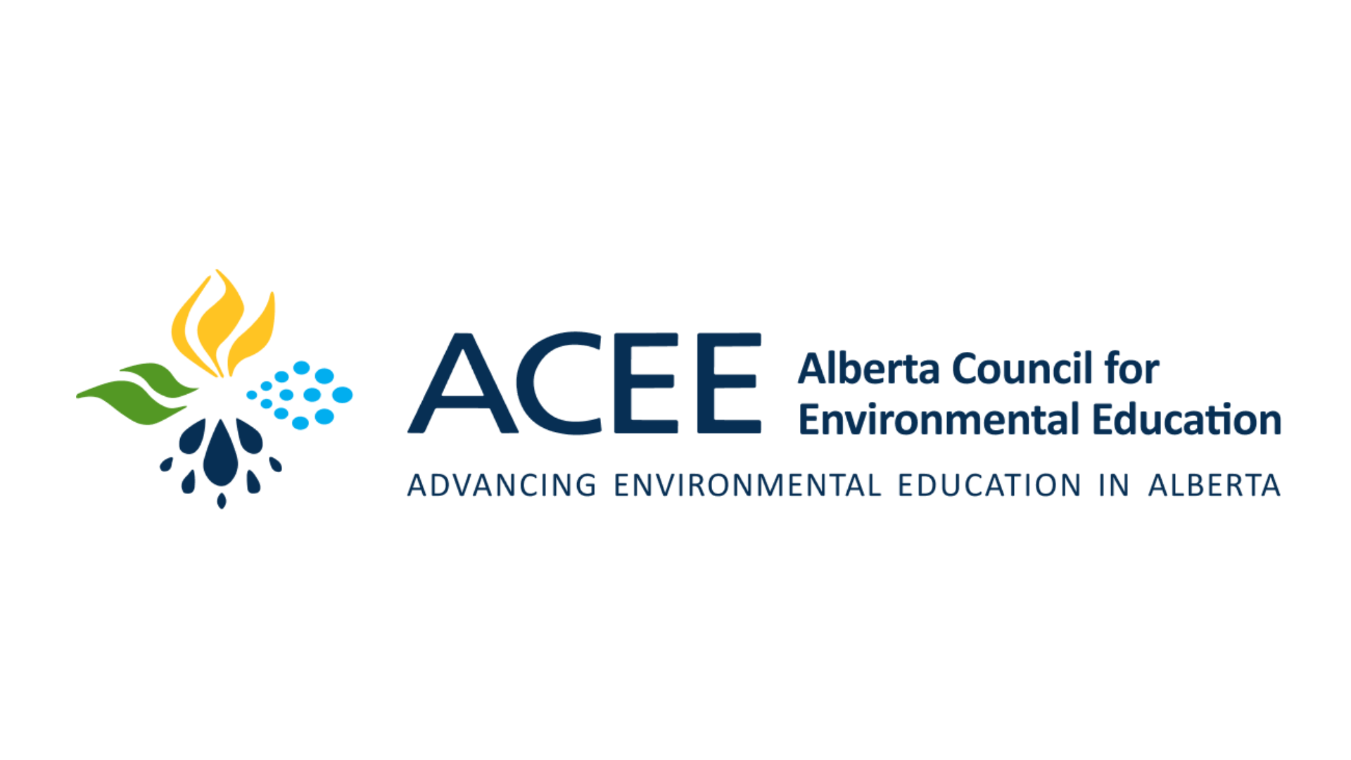 Colorful drop patterns beside "ACEE" and "Alberta Council for Environmental Education."