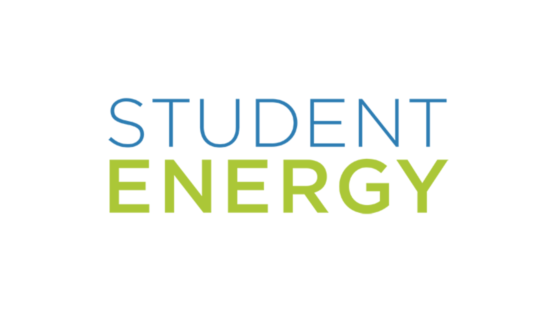 "Student Energy" in thin, capitalized blue and green sans-serif font.